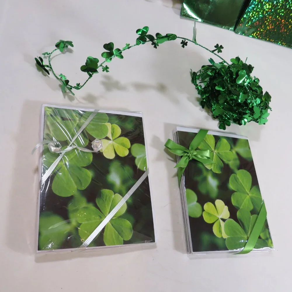 St Patrick's Day party items (suspenders, tie, wall décor & invitations)